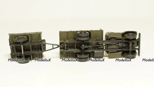 Зис 150 борт с грузом + прицеп с грузом, темный, Herpa 1:87 