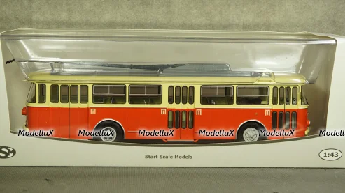 Троллейбус Skoda-9TR, 1961, красно-бежевый, SSM4044, SSM 1:43