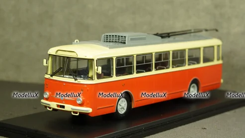 Троллейбус Skoda-9TR, 1961, красно-бежевый, SSM4044, SSM 1:43