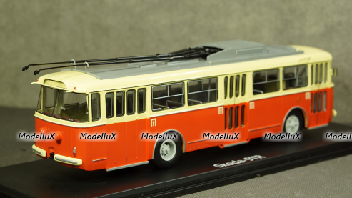Троллейбус Skoda-9TR, 1961, красно-бежевый, SSM4044, SSM 1:43