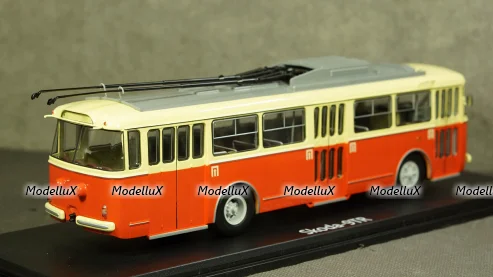Троллейбус Skoda-9TR, 1961, красно-бежевый, SSM4044, SSM 1:43