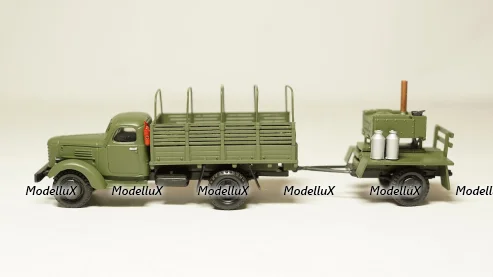 Зис 150 борт с прицепом полевая кухня хаки, Herpa 1:87 
