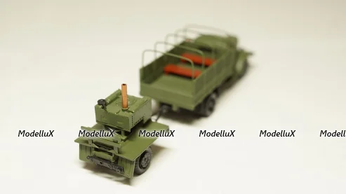Зис 150 борт с прицепом полевая кухня хаки, Herpa 1:87 