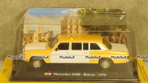 Mercedes 240D/8 W123 Taxi Beirut 1970 yellow/white, Altaya 1:43
