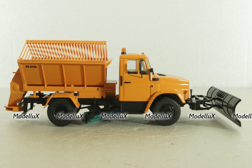 КО-829А(4333) 1986, пескоразбрасыватель с отвалом на шасси Зил-4333, 103368, Автоистория 1:43
