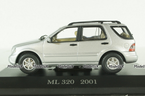 Mercedes -Benz ML320, (W163), silver 2001, MBOMS064, Altaya, Mercedes-Benz Offizielle Modell Sammlung #64, 1:43