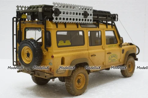 Land Rover Defender 110 Rally Camel Trophy 1993 Dirty Version, ALM810309, Almost Real 1:18