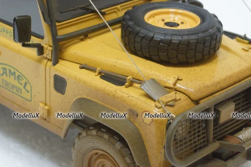 Land Rover Defender 110 Rally Camel Trophy 1993 Dirty Version, ALM810309, Almost Real 1:18