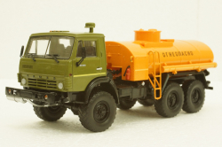 Камаз-4310, АЦ-7 бензовоз хаки/оранжевый, 102859, АвтоИстория 1:43