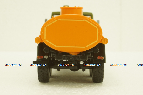 Камаз-4310, АЦ-7 бензовоз хаки/оранжевый, 102859, АвтоИстория 1:43