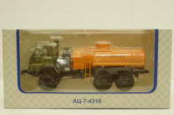 Камаз-4310, АЦ-7 бензовоз хаки/оранжевый, 102859, АвтоИстория 1:43