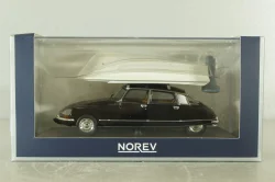 Citroen DS 21 Pallas 1972 with boat in goppa, black, 157072, Norev 1:43