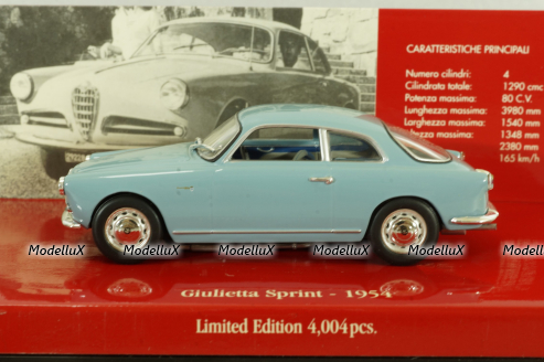 Alfa Romeo Giulietta Sprint 1954, blue, 403120403, Minichamps 1:43