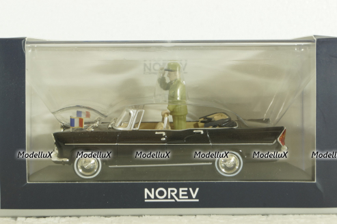 Simca V8 Chamboard Presidentielle w/figure General de Gaulle 1960, black, Norev 1:43
