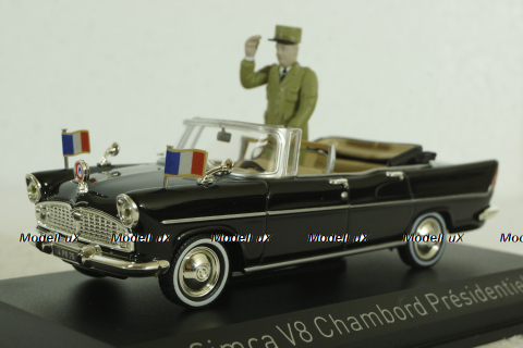 Simca V8 Chamboard Presidentielle 1960 W/Figure General de Gaulle, Norev 1:43