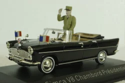 Simca V8 Chamboard Presidentielle w/figure General de Gaulle 1960, black, Norev 1:43
