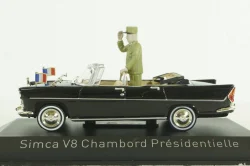 Simca V8 Chamboard Presidentielle w/figure General de Gaulle 1960, black, Norev 1:43