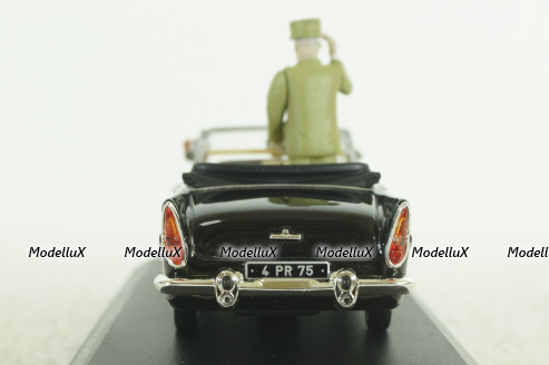 Simca V8 Chamboard Presidentielle w/figure General de Gaulle 1960, black, Norev 1:43