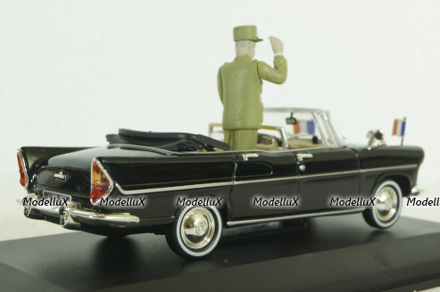Simca V8 Chamboard Presidentielle w/figure General de Gaulle 1960, black, Norev 1:43