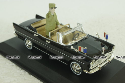 Simca V8 Chamboard Presidentielle w/figure General de Gaulle 1960, black, Norev 1:43