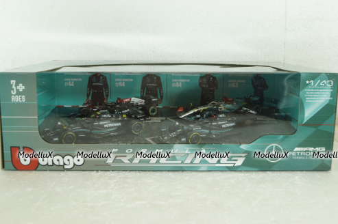 Mercedes AMG Petronas Set F1 4X W14 Team, Набор болидов Mercedes GP из 4х машин Формула 1 , BU38093-PACK, Bburago 1:43