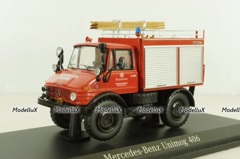 Mercedes Unimog 406 4x4  Feuerwehr Weiherhammer, B66042529, Schuco 1:43 (Без картонной коробки)
