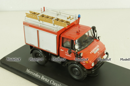 Mercedes Unimog 406 4x4  Feuerwehr Weiherhammer, B66042529, Schuco 1:43 (Без картонной коробки)