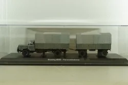 Bussing 8000 with trailer "Deutsche Bundespost" telecommunications services, grey, Schuco 1:43