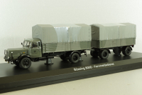 Bussing 8000 with trailer "Deutsche Bundespost" telecommunications services, grey, Schuco 1:43