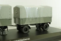 Bussing 8000 with trailer "Deutsche Bundespost" telecommunications services, grey, Schuco 1:43