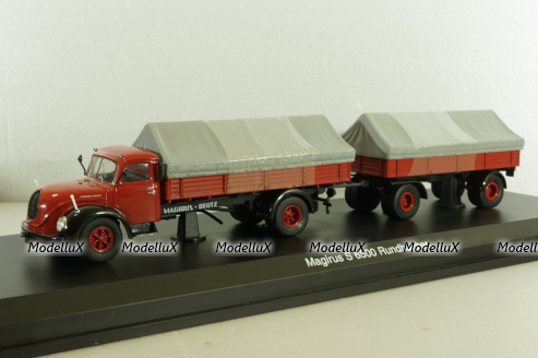 Magirus S 6500 with trailer, red, 03162, Schuco 1:43