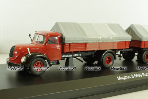 Magirus S 6500 with trailer, red, 03162, Schuco 1:43