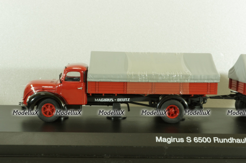 Magirus S 6500 with trailer, red, 03162, Schuco 1:43