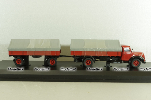 Magirus S 6500 with trailer, red, 03162, Schuco 1:43