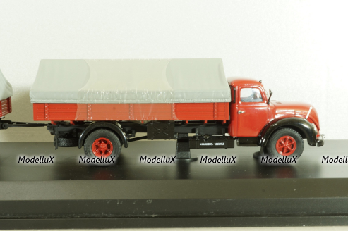 Magirus S 6500 with trailer, red, 03162, Schuco 1:43