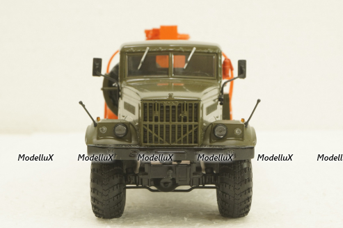Краз-255Б АЦ-8,5, бензовоз, Хаки/оранжевый, АвтоИстория 1:43