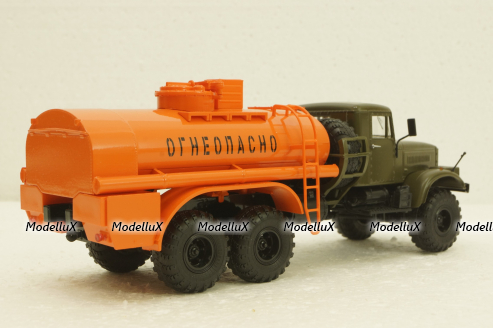 Краз-255Б АЦ-8,5, бензовоз, Хаки/оранжевый, АвтоИстория 1:43