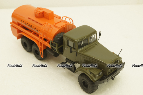 Краз-255Б АЦ-8,5, бензовоз, Хаки/оранжевый, АвтоИстория 1:43