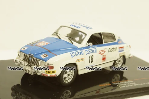 Saab 96 V4, No.18, 1000 Lakes Rally, J.Vilkas/J.Soini, 1976, RAC378B, IXO 1:43