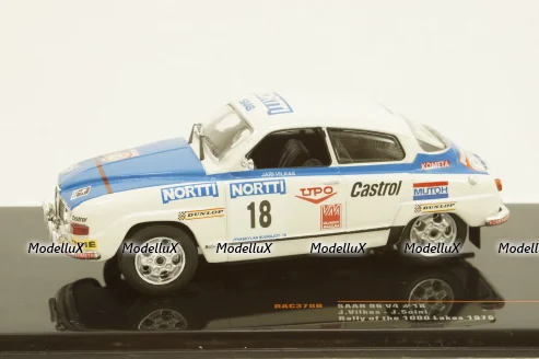 Saab 96 V4, No.18, 1000 Lakes Rally, J.Vilkas/J.Soini, 1976, RAC378B, IXO 1:43