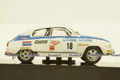 Saab 96 V4, No.18, 1000 Lakes Rally, J.Vilkas/J.Soini, 1976, RAC378B, IXO 1:43