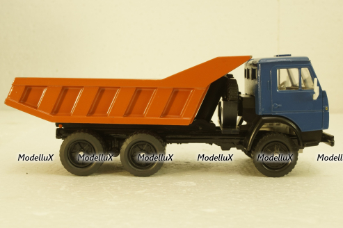 Камаз-5511, самосвал, синий/оранжевый, Арек  1:43