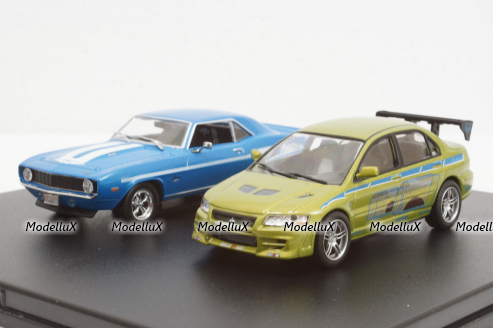 CHEVROLET CAMARO YENKO 1969 + MITSUBISHI LANCER EVOLUTION VII 2002, FAST & FURIOUS II (2003), Greenlight 1:43