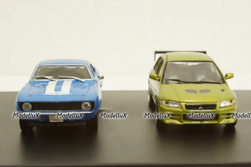 CHEVROLET CAMARO YENKO 1969 + MITSUBISHI LANCER EVOLUTION VII 2002, FAST & FURIOUS II (2003), Greenlight 1:43