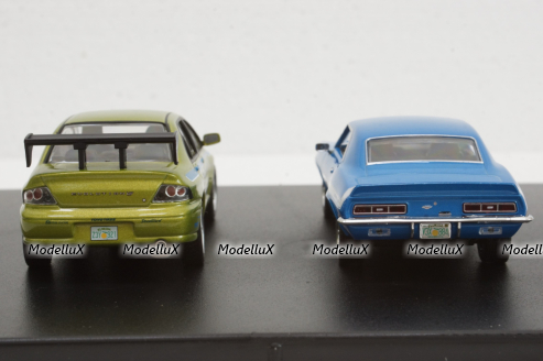 CHEVROLET CAMARO YENKO 1969 + MITSUBISHI LANCER EVOLUTION VII 2002, FAST & FURIOUS II (2003), Greenlight 1:43