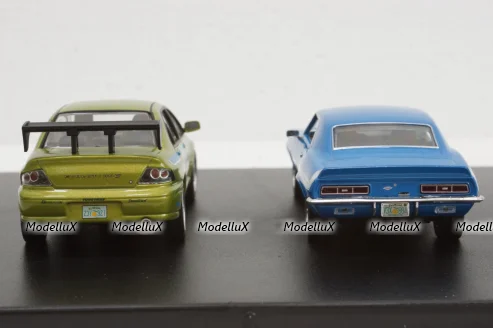 CHEVROLET CAMARO YENKO 1969 + MITSUBISHI LANCER EVOLUTION VII 2002, FAST & FURIOUS II (2003), Greenlight 1:43