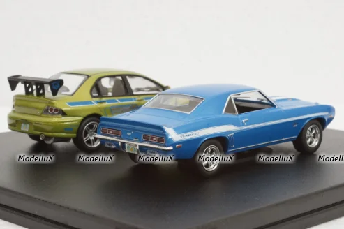 CHEVROLET CAMARO YENKO 1969 + MITSUBISHI LANCER EVOLUTION VII 2002, FAST & FURIOUS II (2003), Greenlight 1:43