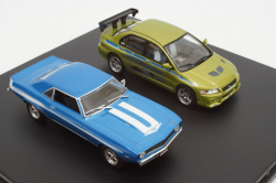 CHEVROLET CAMARO YENKO 1969 + MITSUBISHI LANCER EVOLUTION VII 2002, FAST & FURIOUS II (2003), Greenlight 1:43