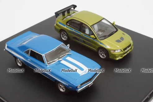 CHEVROLET CAMARO YENKO 1969 + MITSUBISHI LANCER EVOLUTION VII 2002, FAST & FURIOUS II (2003), Greenlight 1:43