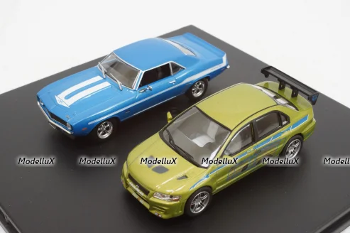 CHEVROLET CAMARO YENKO 1969 + MITSUBISHI LANCER EVOLUTION VII 2002, FAST & FURIOUS II (2003), Greenlight 1:43